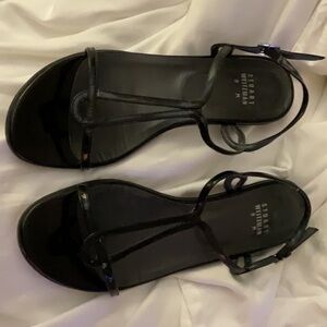 Stuart Weitzman black patent leather sandals1” heel